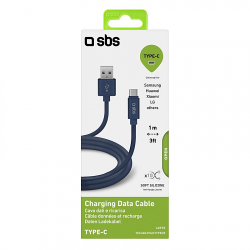 SBS Mobile Кабель USB - USB-C Polo Collection, 1,5 м, цвет синий