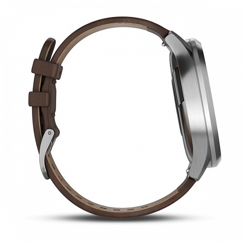 Часы vivomove HR Premium серебряные с тёмно-коричневым ремешком