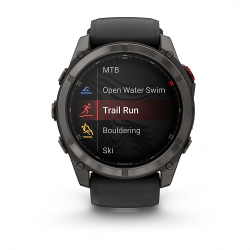 fenix 8 Pro - 51 мм, AMOLED, Sapphire, DLC, угольно-серый, черный силиконовый ремешок fenix 8 Pro - 51 мм, AMOLED, Sapphire, DLC, угольно-серый, черный силиконовый ремешок