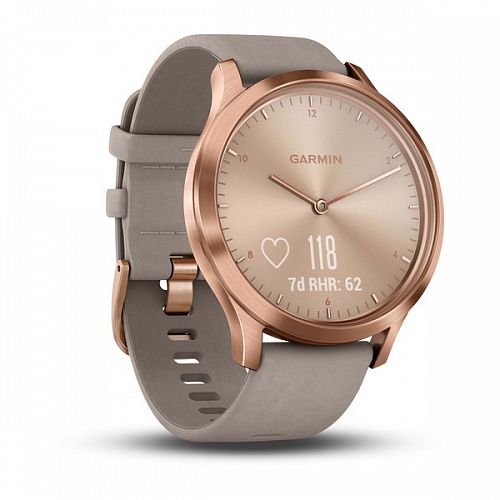 Часы vivomove HR Premium розовое золото с бежевым кожаным ремешком