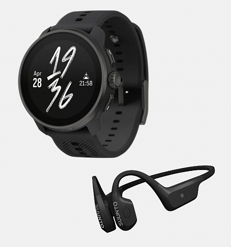 Комплект часы Suunto Race S All Black, черные и наушники Suunto Aqua Black