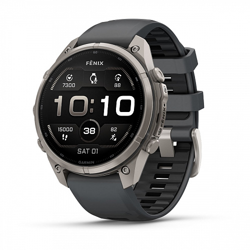 fenix 9 Pro - 47 мм, титановый, черный силиконовый ремешок