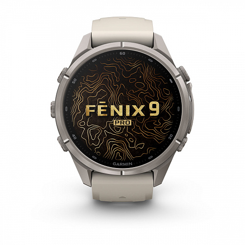 fenix 9 Pro - 43 мм, титановый, туманно-серый/темный песчаник силиконовый ремешок fenix 9 Pro - 43 мм, титановый, туманно-серый/темный песчаник силиконовый ремешок