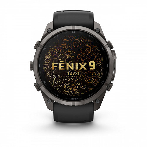 fenix 9 Pro - 51 мм, титановый, угольно-серый DLC, черно-серый силиконовый ремешок fenix 9 Pro - 51 мм, титановый, угольно-серый DLC, черно-серый силиконовый ремешок
