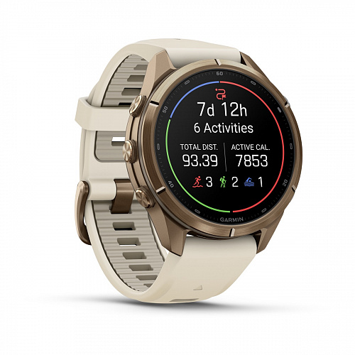 fenix 9 Pro - 43 мм, титановый цвета "осеннее золото", кремово-серый силиконовый ремешок