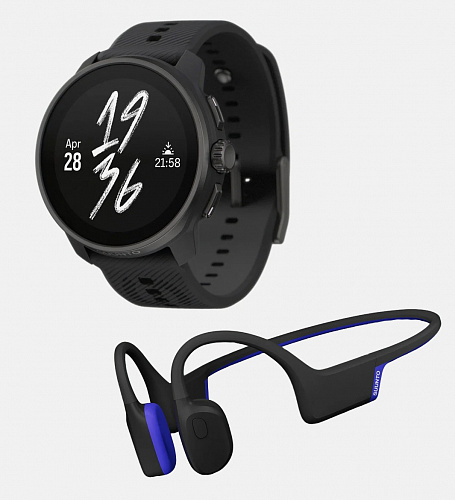 Комплект часы Suunto Race S All Black, черные и наушники Suunto Aqua Light Tidal Black