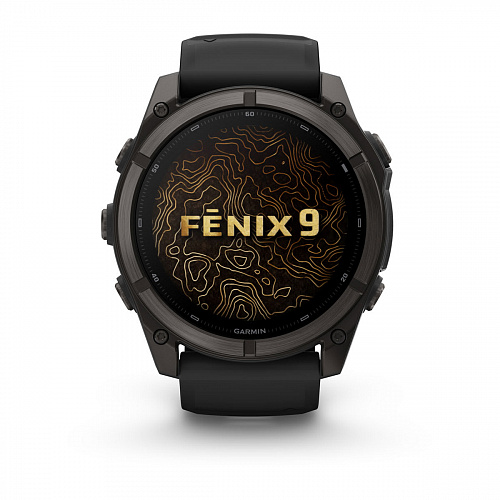 fenix 9 - 51 мм, титановый, угольно-серый DLC, черный силиконовый ремешок fenix 9 - 51 мм, титановый, угольно-серый DLC, черный силиконовый ремешок