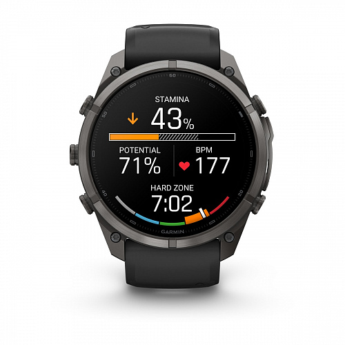 fenix 9 Pro - 51 мм, титановый, угольно-серый DLC, черно-серый силиконовый ремешок fenix 9 Pro - 51 мм, титановый, угольно-серый DLC, черно-серый силиконовый ремешок