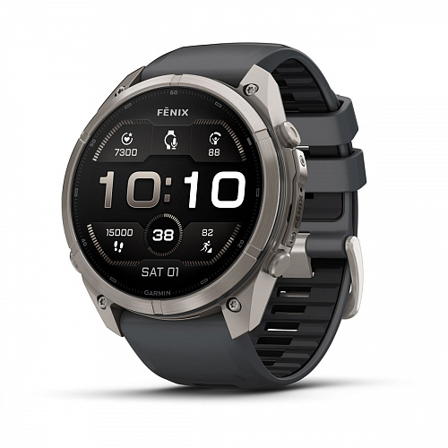 fenix 9 Pro - 51 мм, титановый, черный силиконовый ремешок fenix 9 Pro - 51 мм, титановый, черный силиконовый ремешок