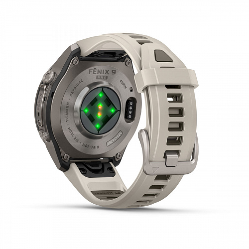 fenix 9 Pro - 43 мм, титановый, туманно-серый/темный песчаник силиконовый ремешок fenix 9 Pro - 43 мм, титановый, туманно-серый/темный песчаник силиконовый ремешок