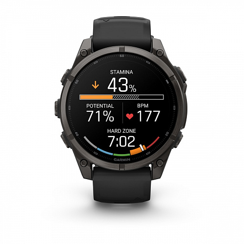 fenix 9 - 47 мм, титановый, угольно-серый DLC, черный силиконовый ремешок