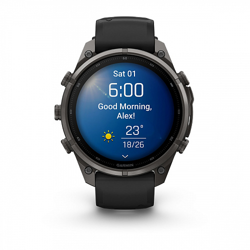 fenix 9 Pro - 47 мм, титановый, угольно-серый DLC, черно-серый силиконовый ремешок fenix 9 Pro - 47 мм, титановый, угольно-серый DLC, черно-серый силиконовый ремешок