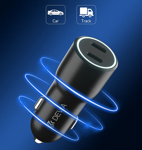 Devia Автомобильная зарядка Smart Series PD 40W 2xUSB-C Fast Car Charger, черная