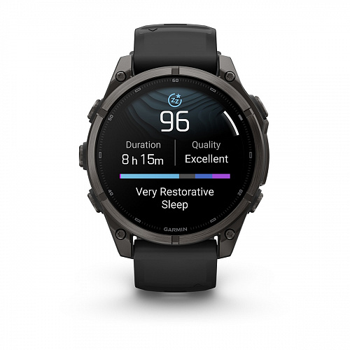 fenix 9 - 47 мм, титановый, угольно-серый DLC, черный силиконовый ремешок