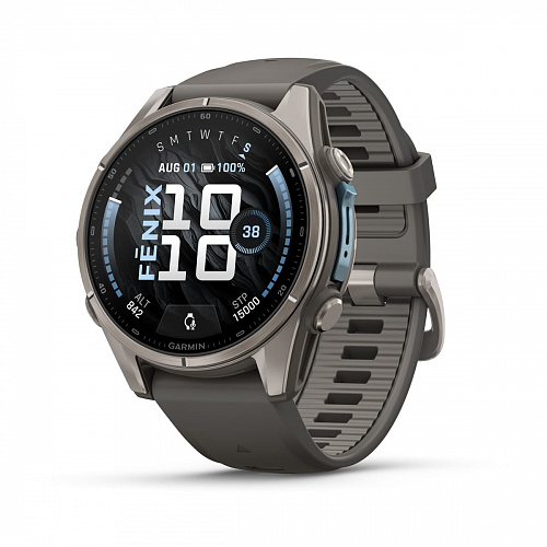 fenix 9 - 43 мм, титановый, пепельно-серый силиконовый ремешок fenix 9 - 43 мм, титановый, пепельно-серый силиконовый ремешок