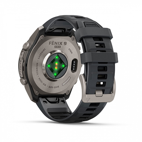 fenix 9 Pro - 47 мм, титановый, черный силиконовый ремешок