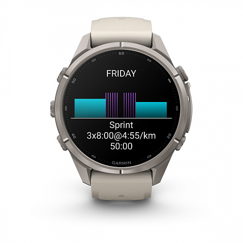 fenix 9 Pro - 43 мм, титановый, туманно-серый/темный песчаник силиконовый ремешок fenix 9 Pro - 43 мм, титановый, туманно-серый/темный песчаник силиконовый ремешок