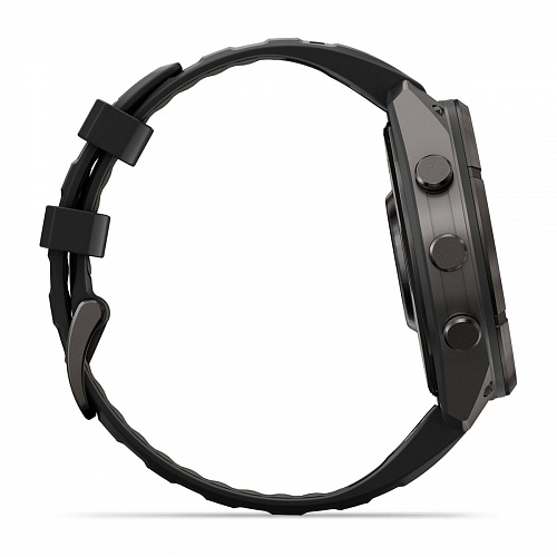 fenix 9 Pro - 47 мм, титановый, угольно-серый DLC, черно-серый силиконовый ремешок fenix 9 Pro - 47 мм, титановый, угольно-серый DLC, черно-серый силиконовый ремешок